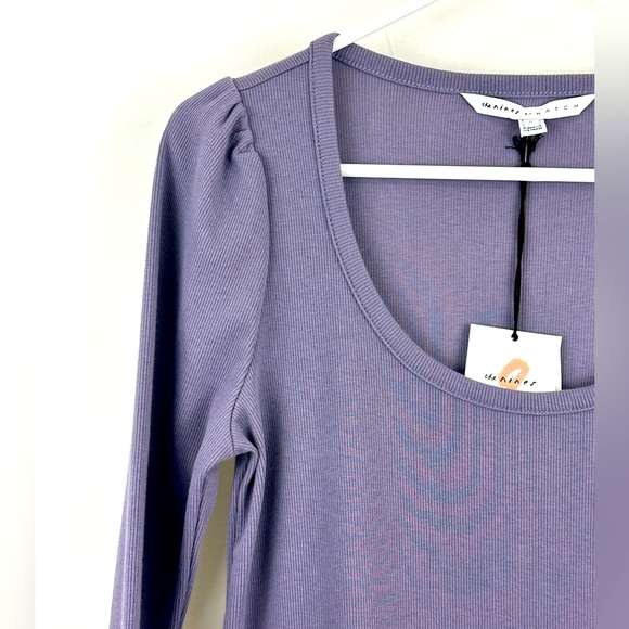 The Nine by Hatch Purple 3/4 Sleeve Ribbed Body Con Scoop Neck Maxi Dres… - Picture 4 of 10